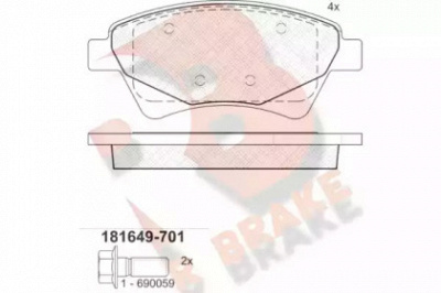 R BRAKE rb1649701 -  Комплект тормозных колодок, дисковый тормоз